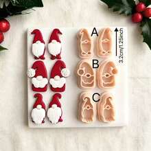 2/6pcs Santa Claus Mirror Set Clay Cutter | Santa Claus Mirror Set Polymer Clay Cutter, Suitable For DIY Christmas Earrings, Cute Holiday Jewelry And Ear Accessories - Apricot - View 7