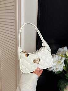 Children's Mini Handbag For Girls, Quilted Heart Decor Princess Accessory Purse, Stylish Coin Pouch - A - View 5