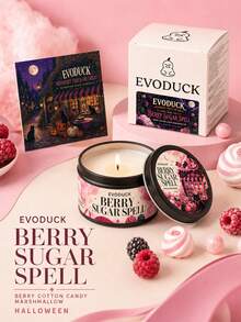 EVODUCK 1 Peça Vela de Halloween com Aroma de Algodão Doce de Amora e Marshmallow, 3oz Mini Fofa Rosa com Caixa de Presente, Cartão de História, Vela em Lata para Quarto, Mesa, Decoração de Ambiente, Lembrancinhas Kawaii para Festa, Design Assustador e Fofo de Gato Preto e Abóbora, Presentes de Outono para Adolescentes, Mulheres, Fragrância para Casa - Velas de Halloween - Visão 1