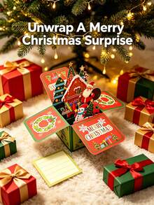 6/3pcs Handmade 3D Pop-Up Christmas Card Set, Santa Claus Merry Christmas Greeting Cards With Envelopes And Blank Message Space, Colorful Holiday Scene Pop-Up Cards, Suitable For All Recipients, Perfect Christmas Holiday Gift, Christmas Stocking Stuffer - Santa Claus - View 2