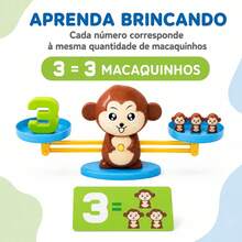 Brinquedo Jogo Balança Divertida educativo matemática Macaco Marrom - Marrom - Visão 5