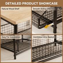 1pc Space-Saving Kitchen Countertop Storage Rack With Drawer And Metal Wire Basket, Fully Detachable Hardwood And Metal Storage Shelf, Suitable For Coffee Machine, Seasoning, Utensils, Microwave Oven, Multi-Functional Storage Rack - Multicolor - View 5