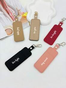 Custom Name Lipstick Keychain, Personalized PU Leather Lipstick Holder Strap, Portable Mini Lipstick Pouch, Customized Text Gift Suitable For Women And Girls - Multicolor - View 5
