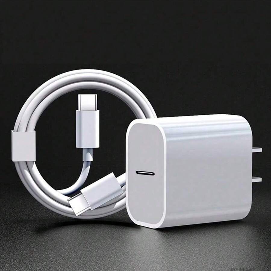 20W PD Fast Charging Adapter Set + 3.3ft/100cm High-Efficiency Data Transfer Charging Cable, Compatible With IPhone 17 Pro Max/17 Pro/17/Air/16/15, S25/S24/S23/S22/S21/S20, Series, Series, High-Efficiency Fast Charging Adapter Set - US A Type Plug(110-127V) - View 1