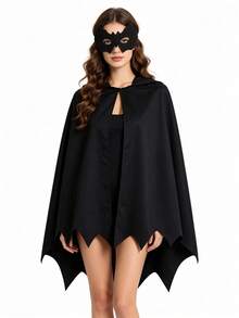 Set Jubah dan Topeng Sayap Kelelawar Hitam untuk Dewasa, Kostum Cosplay Vampir Halloween untuk Pesta, Karnaval, Pertunjukan Panggung - Hitam - View 2