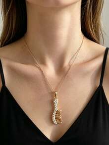 Kalung Liontin Apel Penggaris Pensil Enamel 3D Lucu, Perhiasan Fashion untuk Kembali ke Sekolah dan Kelulusan, Cocok Sebagai Hadiah untuk Pemakaian Sehari-hari Siswa dan Wanita Muda - Yellow Gold - View 11