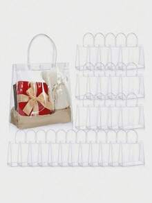 20pcs Large Transparent Waterproof PVC Gift Bags With Reusable Portable Handles, Suitable For Wedding Favors, Birthdays, Theme Parties And Holiday Gift Packaging, Perfect For Autumn, Vacation, Beach Trips Or As Christmas Gift Bags - Transparent - View 9