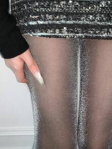 1pc Ultra-Thin Women's Shiny Sheer GlitterStockings - Suitable For Women Weighing - Black - View 1
