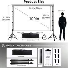 GAINVANE 100 Inch Portable Projector Screen With Stand,Lightweight Quick Setup Foldable Outdoor Projection Screen,16:9 4K Ultra HD Front & Rear Pantalla Para Proyector, For Home Theater, Backyard Movies,Office,School And Camping Use - View 6