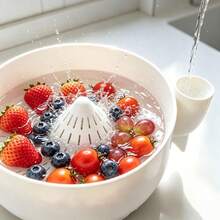 White Colander Strainer, Kitchen Sink Fruit Washer, Perforated Filter Basin For Rinsing Strawberries, Blueberries, Grapes And Other Berries, Suitable For Daily Kitchen Countertop And Sink Use - White - View 6
