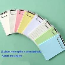 1 Set Random Color Mini Transparent Binder, With Color-Coded Memo Pad, Portable Folder Storage Set, Built-In Writing Pad And Paper Clip, Suitable For Office, Study, Travel And Other Scenes - Small Clip Notebook - View 4