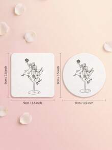 1/12/24pcs Custom Personalized Wedding Coasters,Custom Initials Monogram Coaster, Bridal Shower Wedding Reception Table Decor Favor Supplies For Guest - Multicolor - View 6