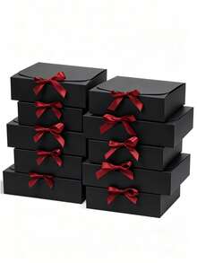 10/5/2pcs Kotak Hadiah Hitam dengan Tutup dan Pita, Cocok untuk Acara Pengiring Pengantin, Pernikahan, Acara Menyambut Bayi, Berbagai Pesta, Hari Valentine, Ulang Tahun, Kerajinan DIY, Penyimpanan Kosmetik, dan Dekorasi Wisuda - hitam - View 1