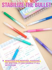 12/24/36 Colors SASPOO Erasable Gel Pens, 0.7mm Fine Tip, Click Style With Built-In Eraser, Smooth Ink Flow And Quick Drying, Rich Gradient Vibrant Colors, Comfortable Grip Handle, Suitable For Journaling, Note-Taking, Drawing, Marking, School And Office Daily Writing - 0.7mm Erasable Gel Pen - View 10