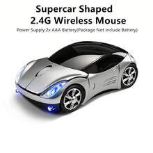 1pc Unique Racing Car Shaped Wireless Mouse, Mini Supercar Style Wireless Mouse, Automotive Shaped Wireless Optical Mouse, 1600DPI Ergonomic Design Wireless Gaming Mouse, 2.4GHz Wireless Office Mouse With Car Lights, Comes With USB Receiver, Powered By 2xAAA Batteries (Batteries Not Included), Suitable For PC, Laptop, Tablet, Great Gift - Multicolor - View 39