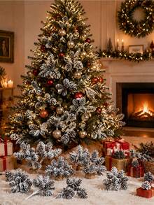 40pcs Christmas Artificial Pine Cone Branch Decoration Fake Plants, Christmas Wreath Home Decor - Multicolor - View 3