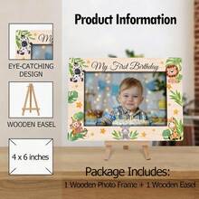 1pc Baby Wooden 1st Birthday Photo Frame, Family Memorial Photo Display Stand, 1st Birthday Gift, Suitable For Home And Office Desk Decor - Multicolor - View 12