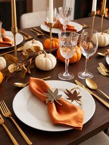 2-8pcs Vintage Distressed Bronze Maple Leaf Napkin Rings, Thanksgiving Halloween Table Decor, Suitable For Home Decor, Party Decoration, Holiday, Party, Gathering, Birthday, Gift, Gift Giving, Dinner, Outdoor - Multicolor - View 1