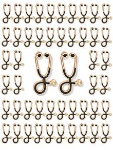 10/20/30/40/50pcs Creative Stethoscope Shaped Personalized Brooch, High Fidelity Craftsmanship, Suitable For White Coat, Nurse Uniform, Commuter Bag, Adds Professional Atmosphere, Unique Gift For Healthcare Workers - Black - View 1