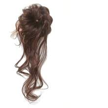 LYSW Side Ponytail Hair Scrunchie, Extra Long Bun Wig For Women, Vintage Korean Style Flower Bud Side Updo, Voluminous Bun Hair Accessory HA2906 - Multicolor - View 3