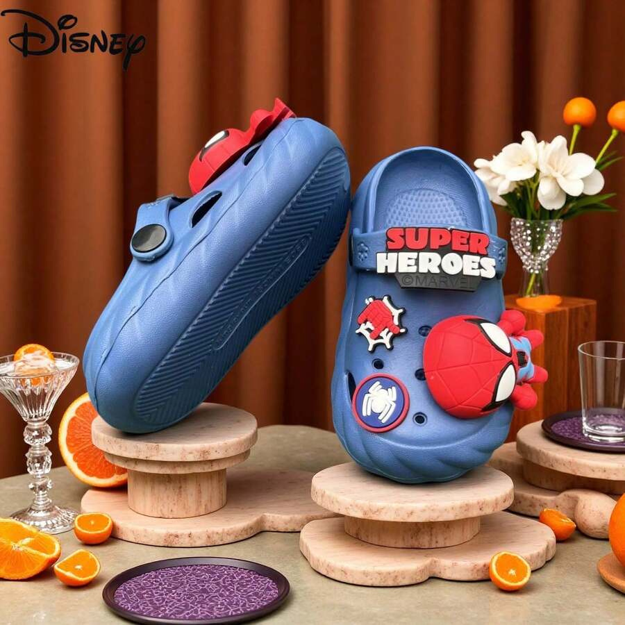 Disney 兒童 EVA 一腳蹬鞋,軟底,室內/室外通用,春夏/秋冬適用,兒童涼鞋,兒童鞋,生日禮物,開學季 - 寶藍色 - 查看 1