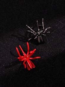 1 Pair Halloween Fashion Exquisite Versatile Personalized Unique Creative Niche Gothic Quirky Black & Red Spider Women's Ear Clips, Daily Party Commute Holiday Vacation Jewelry - Multicolor - View 3