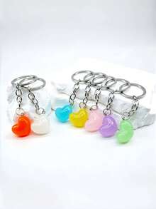1pc Handmade Glow-In-The-Dark Colorful Heart Keychain, Cute Heart Keyring Pendant, Creative Holiday Gift Souvenir For Lovers And Friends, Creative Gift For Girlfriend, Holiday Gift, Phone And Car Key Ring, Creative Small Gift For Events - Multicolor - View 1