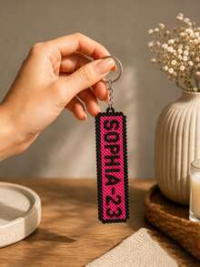 Customized Personalized Text/Name Car License Plate Keychain - Pixel Beads License Plate Design, Customizable Name Or Exclusive Information, Personalized Handmade Pixel Beads Style Pendant, Suitable As Backpack Charm, Luggage Tag Or Car Keyring, Pixel Beads Style, Perfect Gift For Drivers, Car Owners, Or For Graduation, Anniversary, Father's Day And Various Holidays - Multicolor - View 14