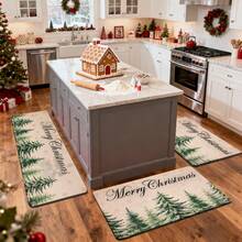 1/2/3pcs Christmas Theme Kitchen Rugs, Flannel Kitchen Rugs, Comfortable Soft Absorbent Non-Slip Machine Washable With Non-Slip Backing, Suitable For Doorway, Living Room, Patio, Bedroom, Kitchen, Dining Room, Laundry Room, Bathroom, Entryway, Multi-Functional Home Floor Mat, Holiday Christmas Decor - Multicolor - View 6