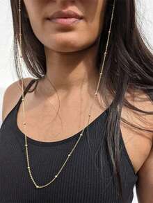 1pc European & American Pearl Eyeglass Chain Fashion Glasses Chain Accessory Anti-Slip Fashion Minimalist Eyeglass Chain (Chain Cut By Length, Random Number Of Beads) - Gold - View 6