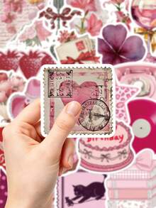 50Pcs Pink Coquette Stickers Waterproof, Aesthetic Decor Stickers For Water Bottle Laptop Journal Scrapbook Phone Case DIY Craft Gift - 50pcs - View 6