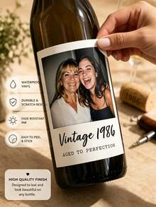 1-10pcs Custom Wine Bottle Labels, Personalized DIY Wine Bottle Stickers, Designed With Birthday Celebrant's Name And Birth Date. Stick On Red Wine Or Champagne Bottles To Create An Eye-Catching Visual Focal Point And Instantly Enhance Party Photo - Multicolor - View 8