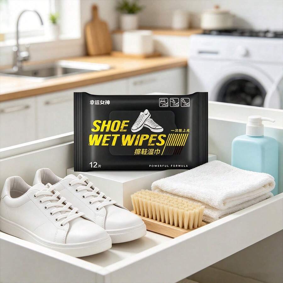6 Packs Disposable White Shoe Cleaning Wipes Portable Cleaning Wipes Suitable For Sports Shoes, Training Shoes, And Leather Shoes(Random Delivery Of Styles) - Multicolor - View 1
