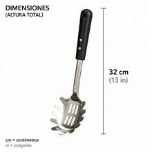 Stainless Steel SS430 Pasta Server With Black Plastic Handle, 32cm Slotted Spaghetti Spoon For Draining And Serving - View 9