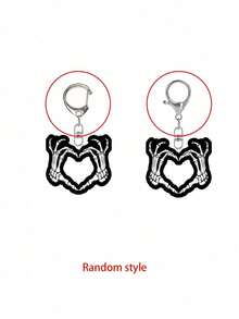 Goth Skeleton Hand Heart Acrylic Keychain, Dark Aesthetic Skull Key Ring, Halloween Punk Bag Charm, Car Key , Gothic Dark Style Keychain Accessories - Multicolor - View 10
