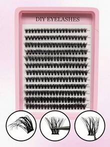 D-Curl DIY False Eyelash Clusters, D-Curl Eyelash Clusters, D-Curl Curliness, Mixed Natural Eyelash Extension, Ultra-Dense Long Eyelash Clusters, Curly Single Eyelashes, Thin Long Eyelashes, Long Cartoon Effect Eyelashes, Suitable For Beginners To Use At Home - D - View 5