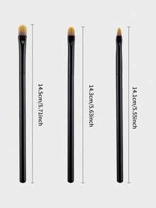 3pcs Black Premium Synthetic Flat Concealer Brushes, Suitable For Covering Under Eye Bags, Travel Makeup Brush Set, Can Precisely Cover Facial Contours And Dullness Mixed Brush - Multicolor - View 4