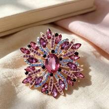 1pc Fashionable Luxury Floral Brooch, Elegant Exaggerated Corsage Pin Accessory For Women, Party - Violet Purple - View 4
