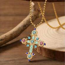 1 Pair Multi-Color Crystal Cross Earrings, Suitable For Daily Wear - WEH6027 Color - View 6