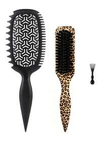 3PCS Hair Styling Brush Set, Curly Hair Detangling Brush, Wide Tooth Comb, Sectioning Tail Comb & Edge Brush Kit For Daily Hair Care, Wavy Curl Styling - Multi-color 3PC - View 10