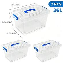 2PCS Transparent Plastic Storage Boxes With Lids, 7 Sizes Stackable Organizer Containers For Closet, Kitchen, Office, Durable Clear Storage Bins For Home, Bedroom Closet And Food Pantry - View 11