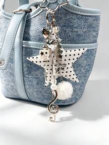1pc Fashion Polka Dot Star Beaded Chain Pendant Bag Charm Accessory Keychain, For Women's Shoulder Bag, Tote Bag Charm, Keychain Pendant - Multicolor - View 7