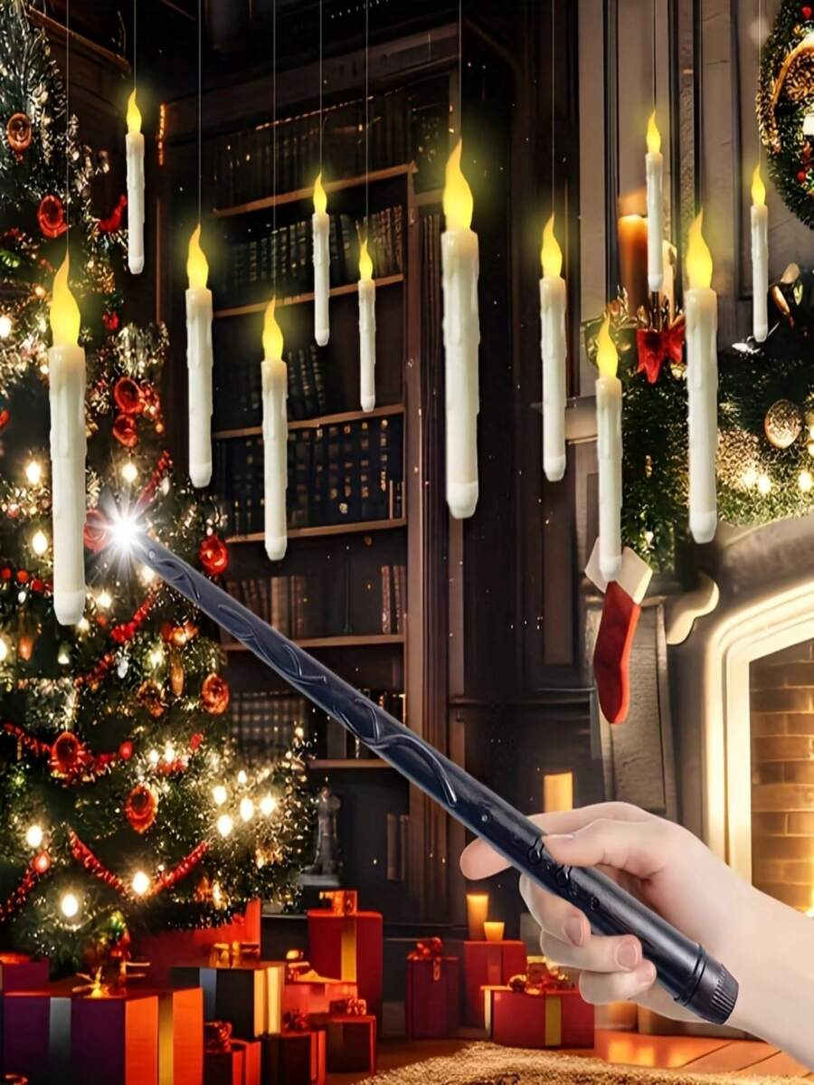 26pcs Flameless Hanging Candle Lights, LED Magic Wand Remote-Controlled Smart Candle Lights, Battery-Powered, Suitable For Interior Decoration, Room Decoration, Party Decorations, Wedding Decorations, Home Decor, And Christmas Decorations.