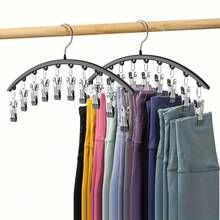 3/2/1 Rotating Hanger, Space-Saving Curved Hanger For Yoga Pants And Leggings - Closet Storage Rack With 10 Clips, Clothing Store Leggings Hanger, Valentine's Day, Wedding, Birthday Gift - Grey - View 1