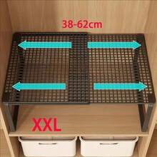 1pc Multi-Functional Expandable Closet Storage Rack - A Space-Saving Sturdy Metal Closet Storage Shelf, Closet Storage Cabinet, Adjustable Height Storage Box, Perfect For Home, Office, Retail Store, Kitchen, Bedroom, Desk, Shoe Rack, Bookshelf, Closet Divider, Clothing Storage, Stylish Design, Durable Structure, Easy To Install, Helps With Home And Office Storage, Suitable For Back To School Season, Autumn Promotion, Christmas And Halloween Events - View 14