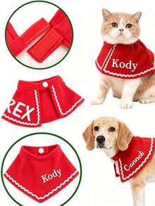 Customizable Christmas Cat Scarf, Personalized Engraved Pet Shawl, Suitable For Dogs, Multiple Fonts Available For Holiday Decoration - Multicolor - View 8