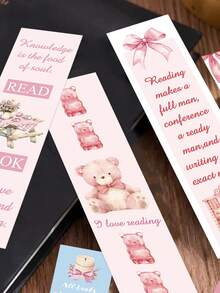 30pcs Pink-Themed Bookmarks For Reading, Page Markers, And Book Decorations-Creative Gifts Perfect For Winter And The New Year - View 1