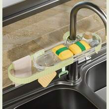 1pc Kitchen Faucet Storage Rack Sink Organizer Drain Basket Sponge Brush Scouring Pad Dishcloth Holder - Multicolor - View 6