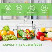 Glass Cooking Pot With Lid, Heat-Resistant Stew Pot For Stove, Suitable For Spices, Sauces, Cooking, Soup, Milk, Tea (1300ml, 1500ml, 2000ml) - View 4