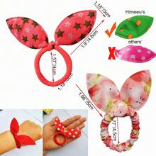 2/5/10pcs/Set Colorful Rabbit Ear Hair Ties, Women's Cute Cartoon Bow Hair Bands, Rubber Bands For Hair (Random Color) - Multicolor - View 6